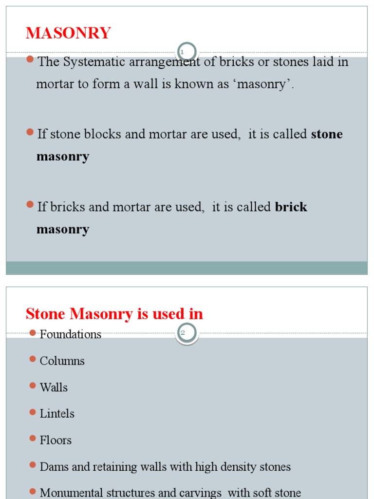 Masonry Work Pdf Masonry Brick