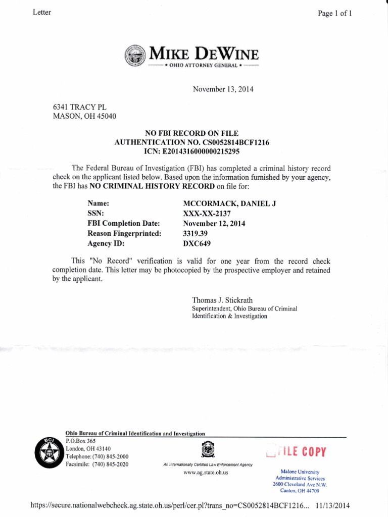 Fbi Check | PDF