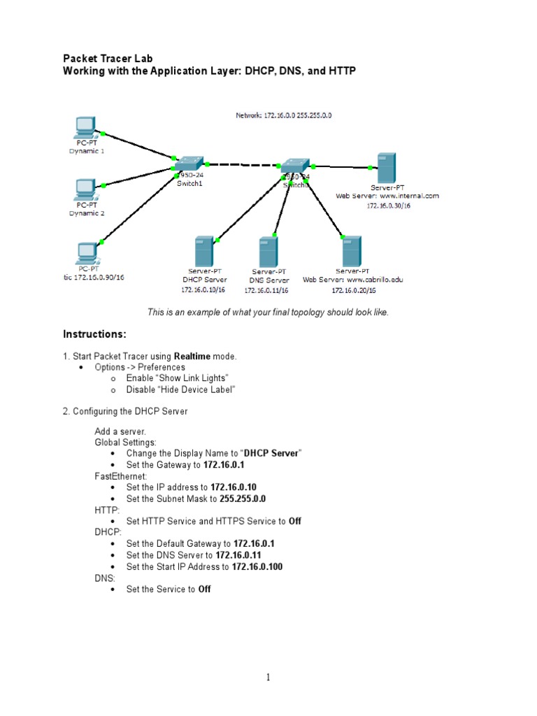 PT DHCP DNS HTTP | PDF | Gateway (Telecommunications) | Ip Address