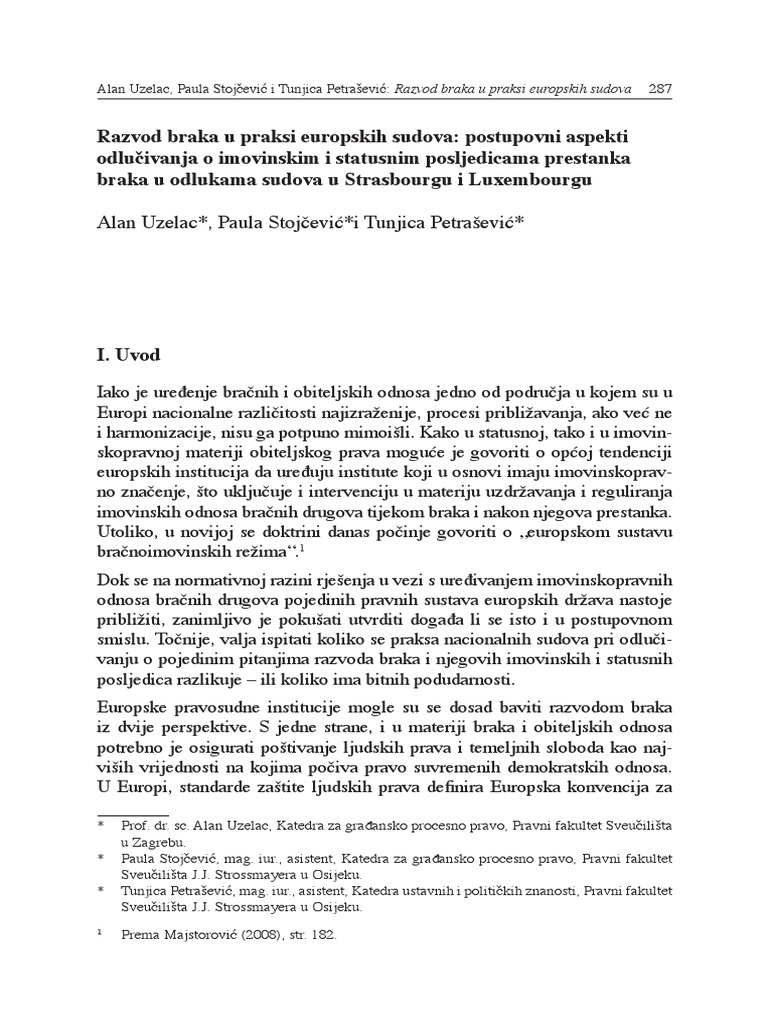 A39 Razvod Braka U Praksi Europskih Sudova PDF