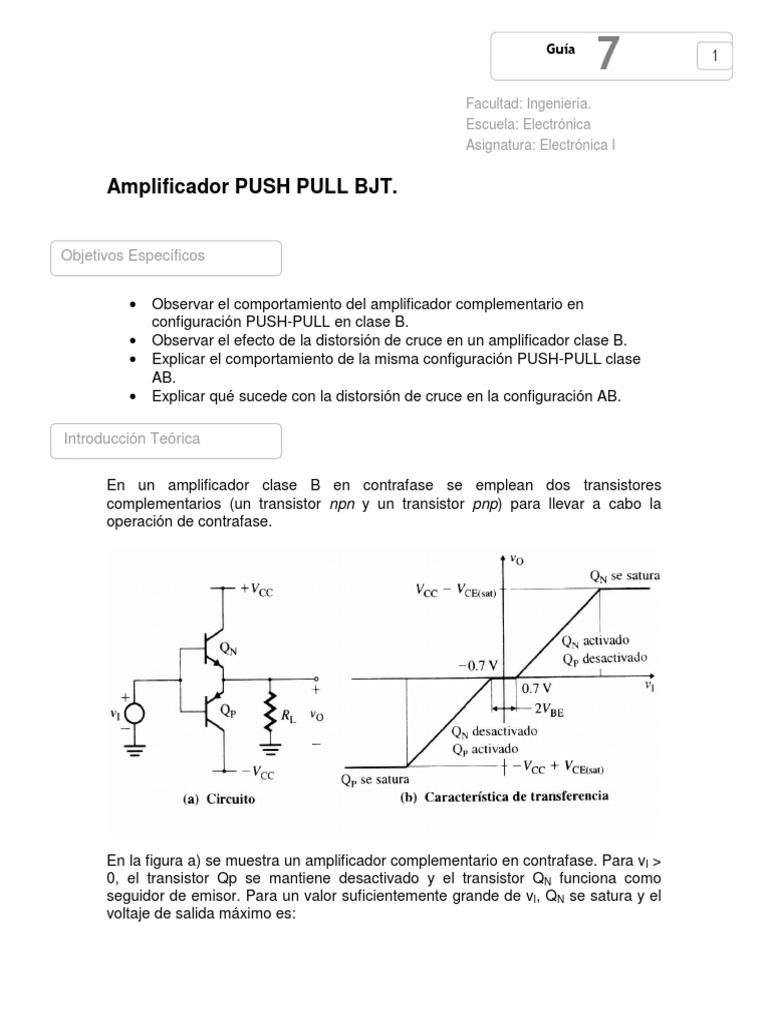Amplificador Push Pull | PDF | Amplificador | Transistor