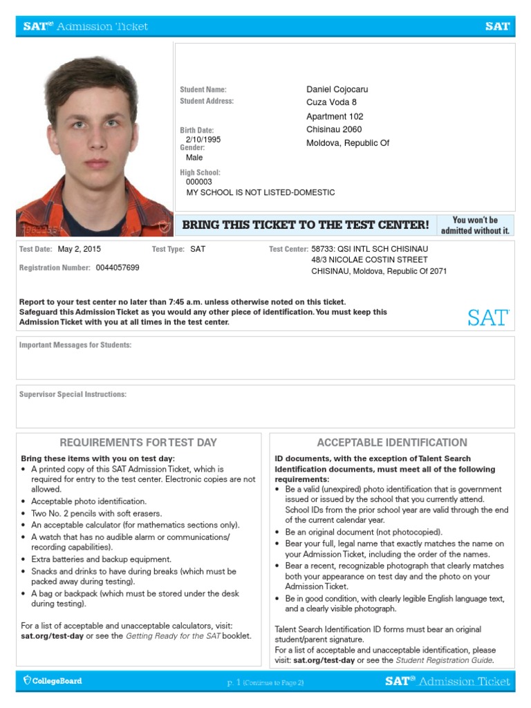 Sat with essay admission ticket image