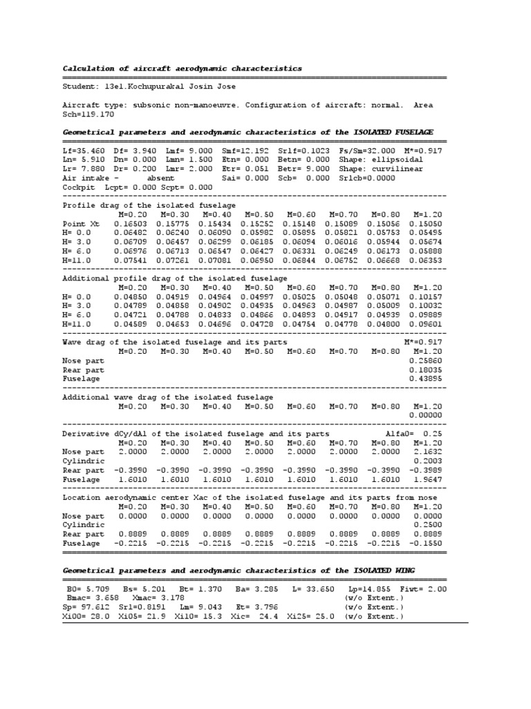 Calculation of Aircraft Aerodynamic Characteristics (Sem6) | PDF ...
