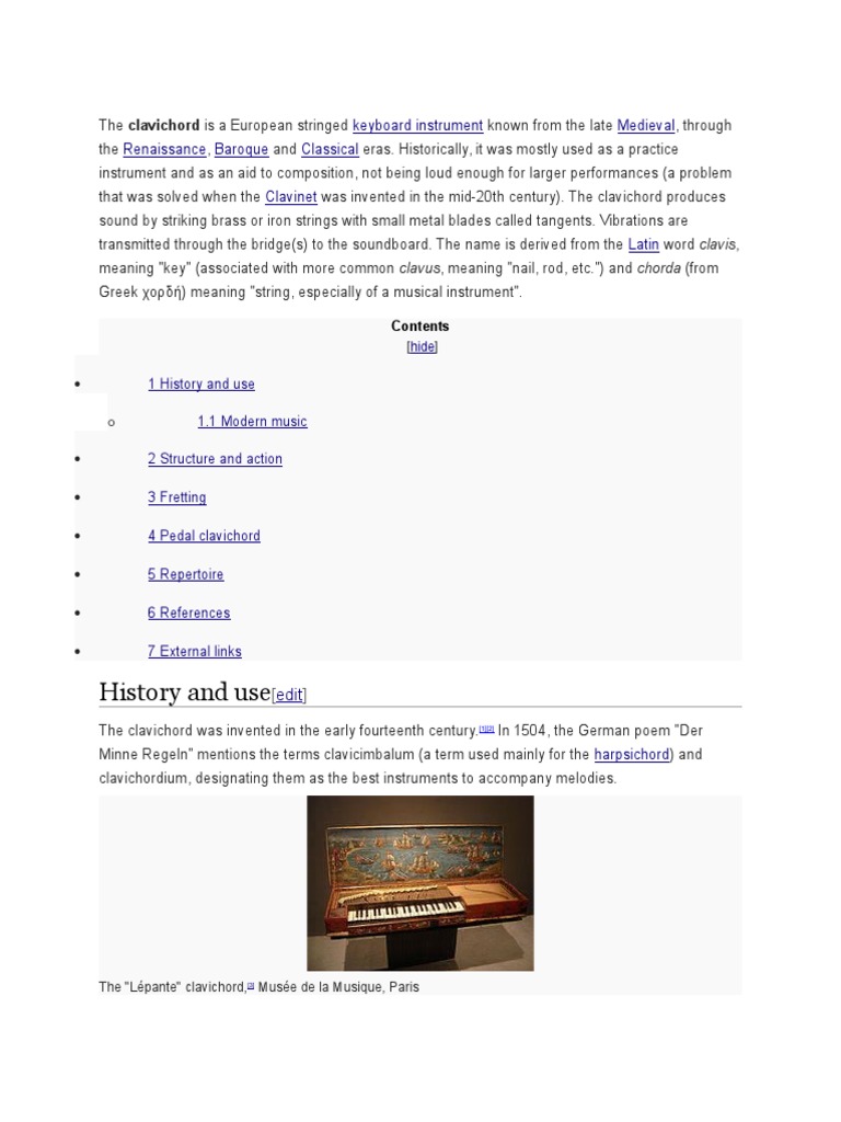 History and Use Keyboard Instrument Medieval Renaissance Baroque