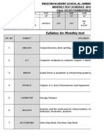 Syllabus For Monthly Test: Physics OFF OFF ECO & Chem BIO & B.STD