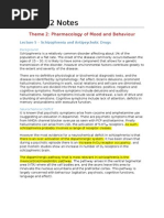 PHA3032 Notes: Theme 2: Pharmacology of Mood and Behaviour