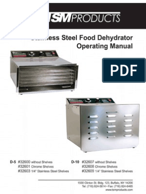 Somatisk celle Vant til overtro Dehydrator d-10 Technical Manual | PDF