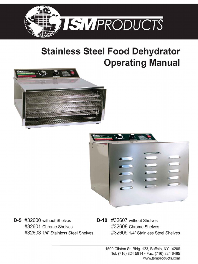 TSM Products Stainless Steel Food Dehydrator with 5 Stainless