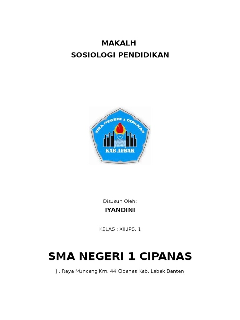 MAKALAH SOSIOLOGI PENDIDIKAN