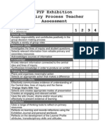 Exhibition Inquiry Process Assessment Rubric