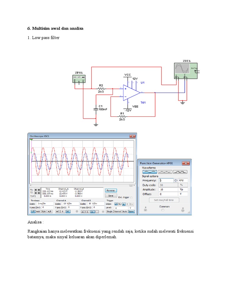 Rangkaian Low Pass Filter Aktif | PDF | Metode & Bahan Ajar | Teknologi ...