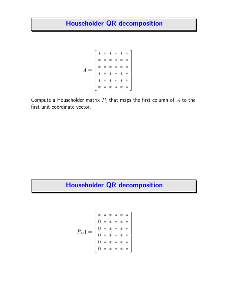 Householder QR PDF Matrix (Mathematics) Operator Theory