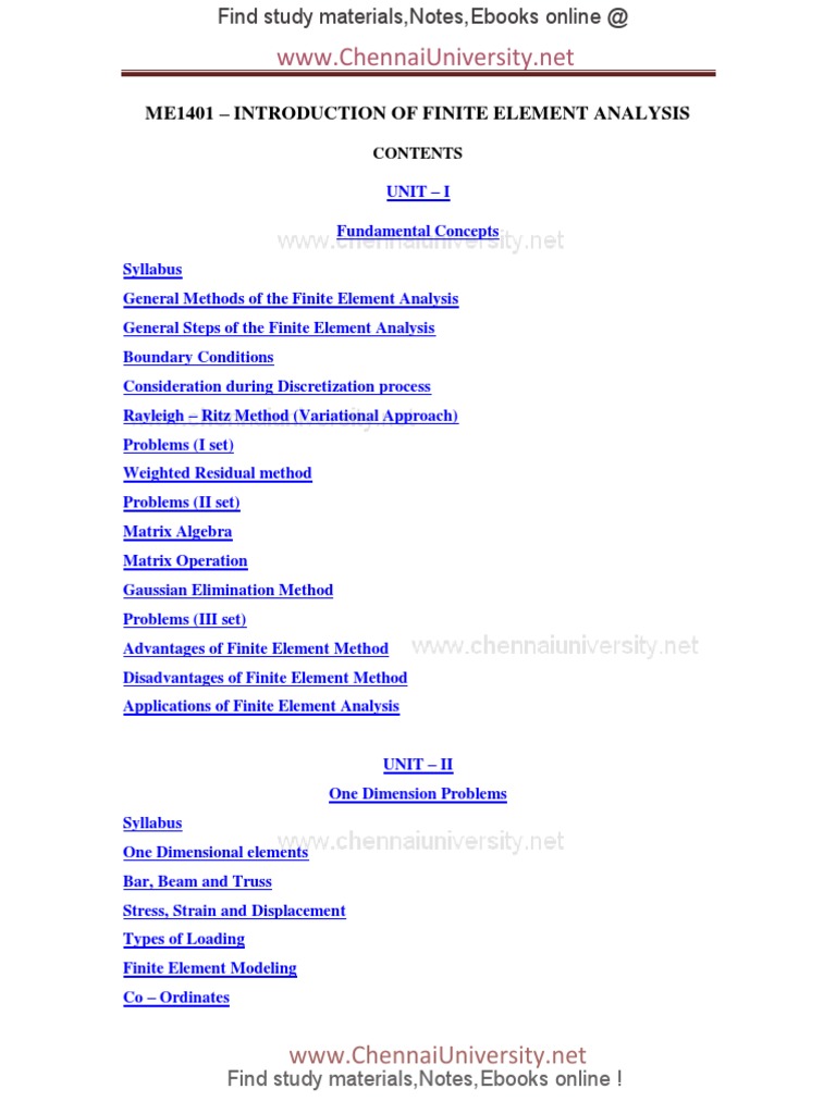 Finite Element Analysis Study Guide | PDF | Finite Element Method ...