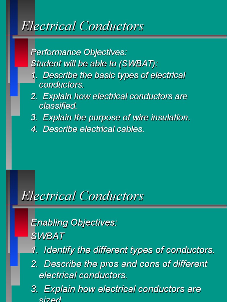 Electrical Conductors PDF Electrical Wiring Wire