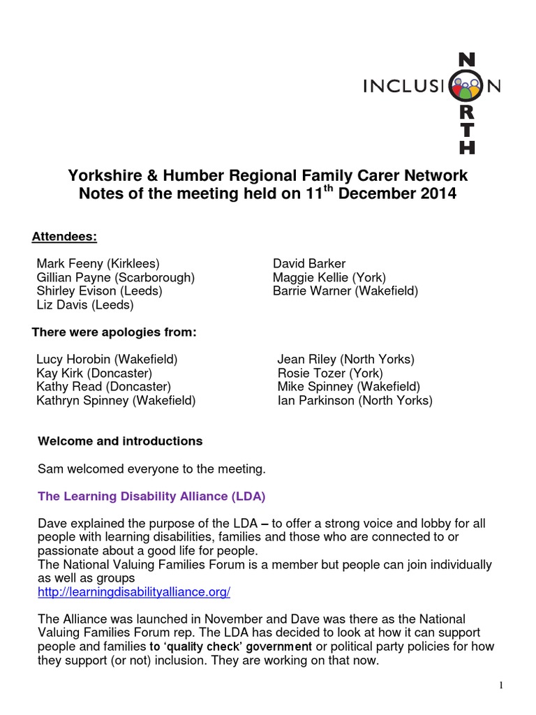 YH Family Carers Notes 11.12.14 | PDF | National Health Service ...