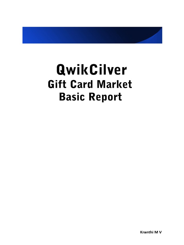 Qwikcilver (Gift Card Market) Basic Report PDF Gift Card Retail