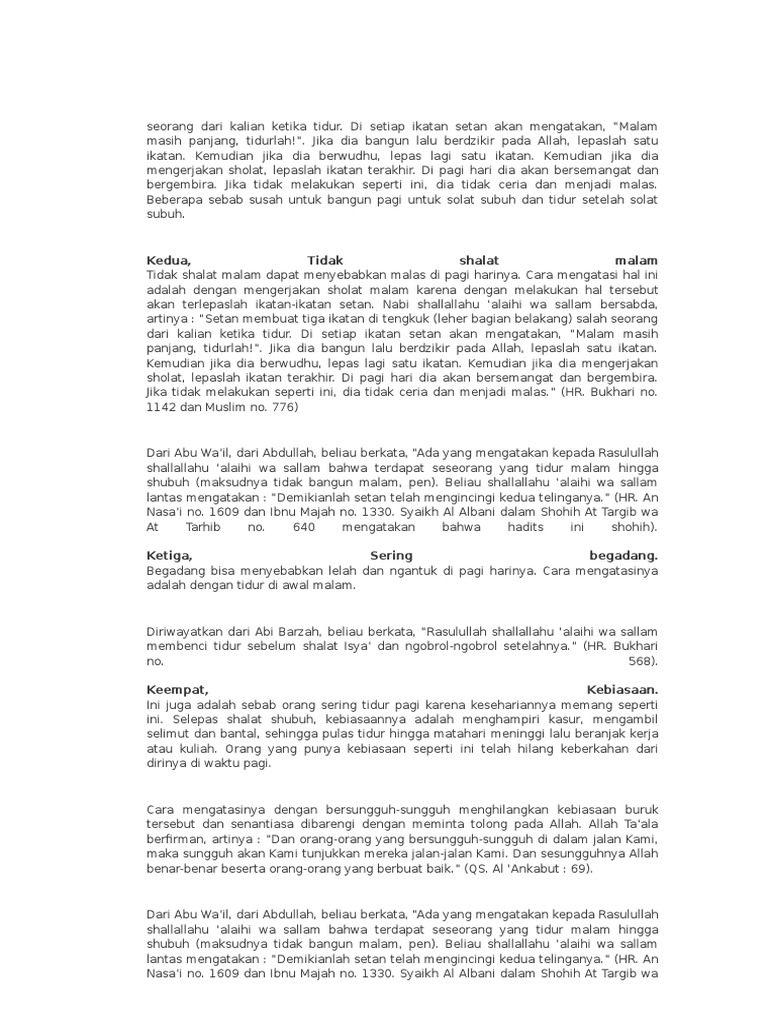 Penyebab Susah Bangun Di Waktu Subuh Pdf