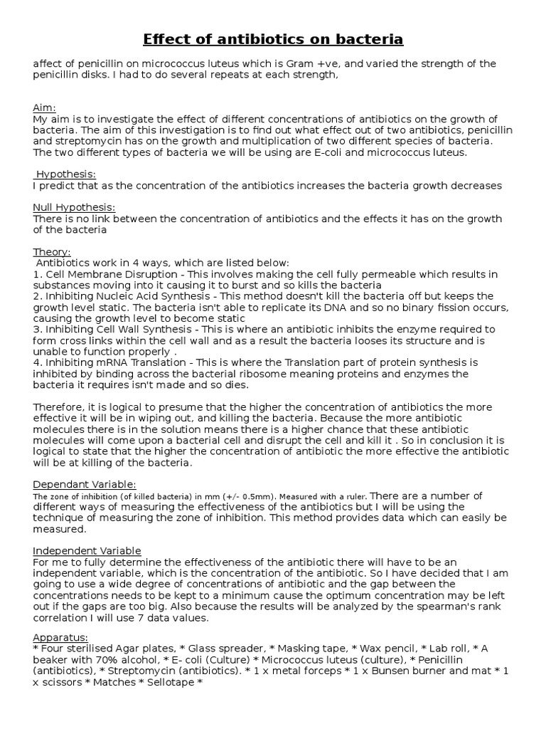 Antibiotic Effects on Bacterial Growth | PDF | Bacteria | Translation ...