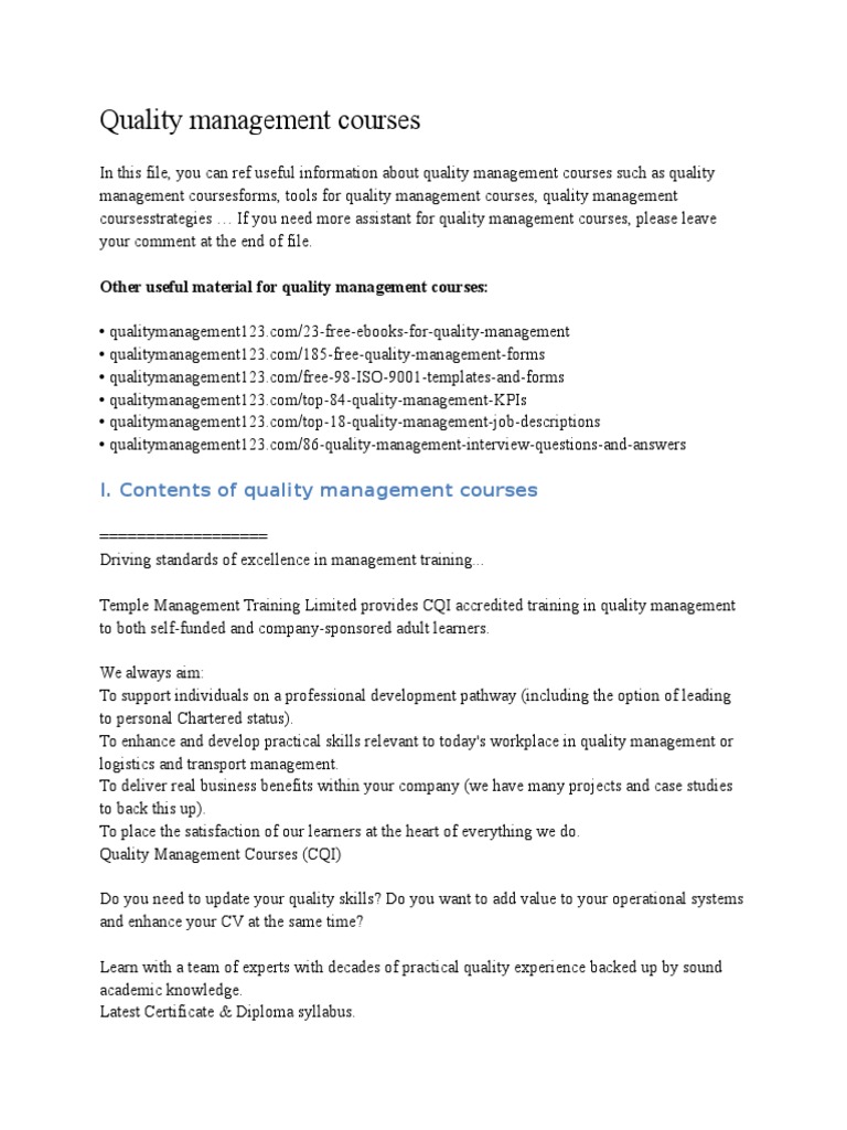 Comprehensive Quality Management Courses | PDF | Scatter Plot | Histogram