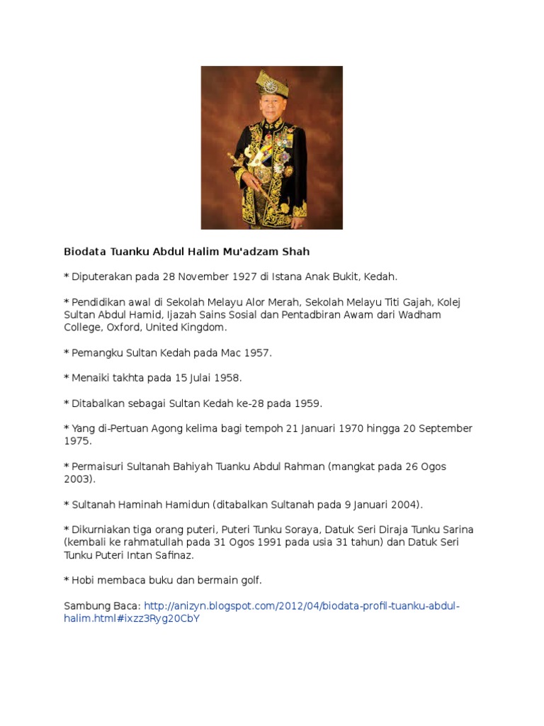 Biodata Tuanku Abdul Halim
