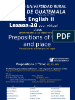 Ingles 2 Clase 10 Prepostions of Time and Place