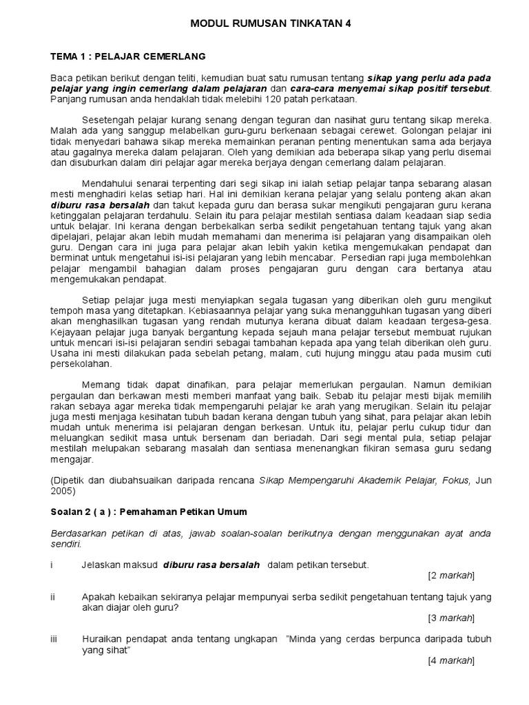 Rumusan Soalan Jawapan Modul Buku Teks T4t5 Pdf