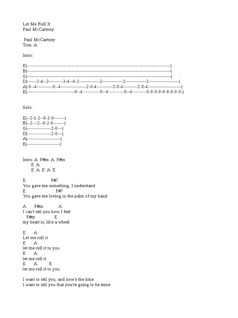 Let Me Roll It Guitar Tabs | PDF