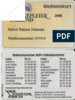 Norsk Sykepleierforbund Medlemskort 2000