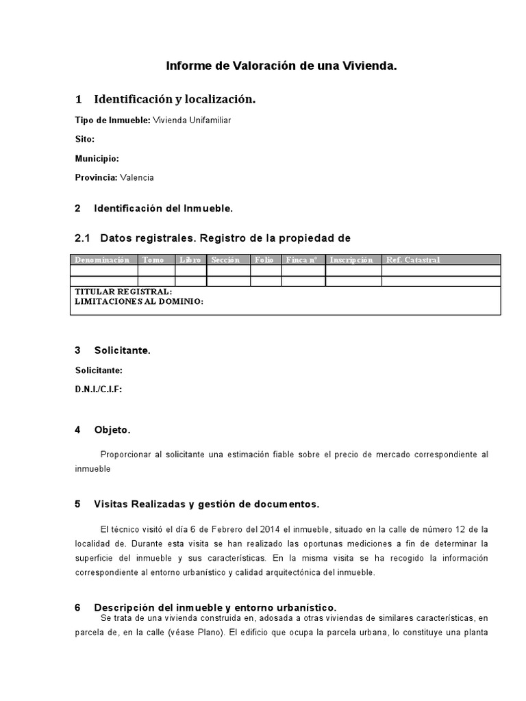 INFORME TASACION VIVIENDA