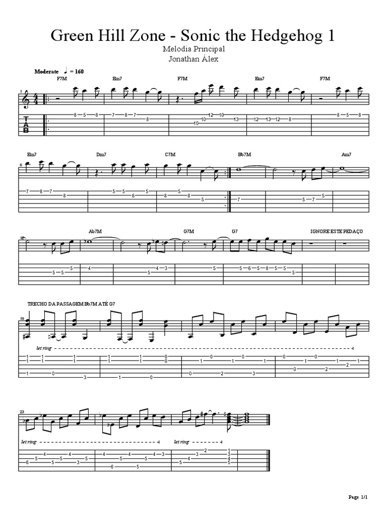 Green Hill Zone Tab Guitar PDF