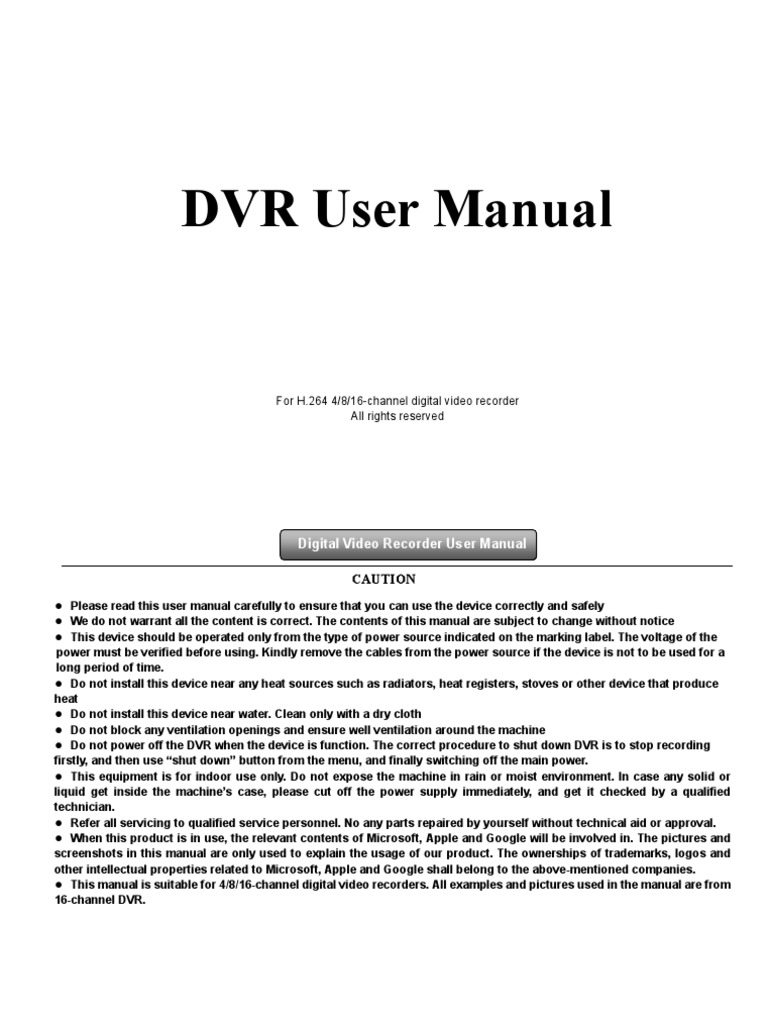 DVR User Manual Digital Video Recorder Video
