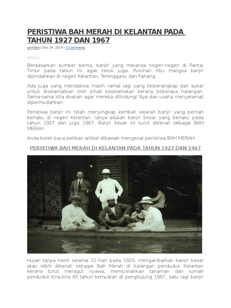 Peristiwa Bah Merah Di Kelantan Pada Tahun 1927 Dan 1967 Pdf