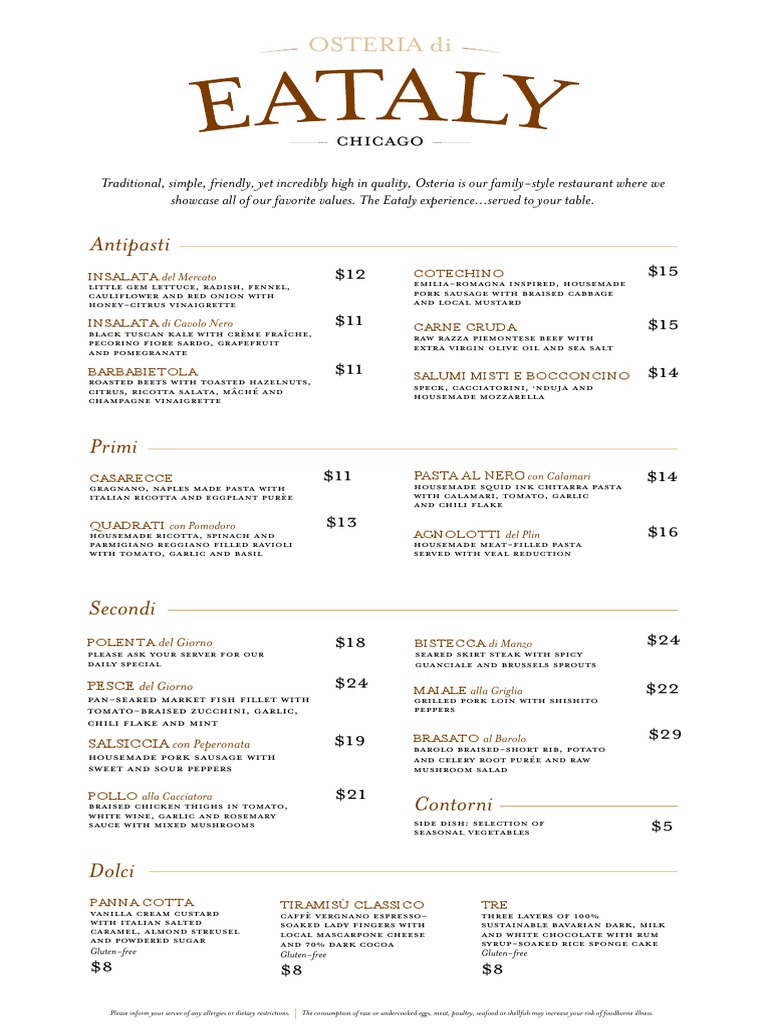 Eataly Chicago Menu Highlights | PDF | Italian Cuisine | Grape