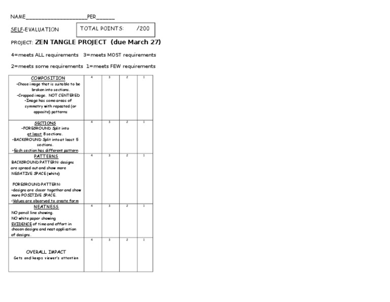 Rubric Zentangle Drawing PDF