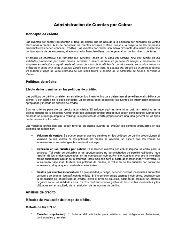 Administración de Cuentas por Cobrar | PDF | Factoring (Finanzas ...