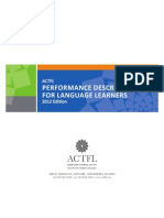 ACTFL Performance Descriptors For Language Learners