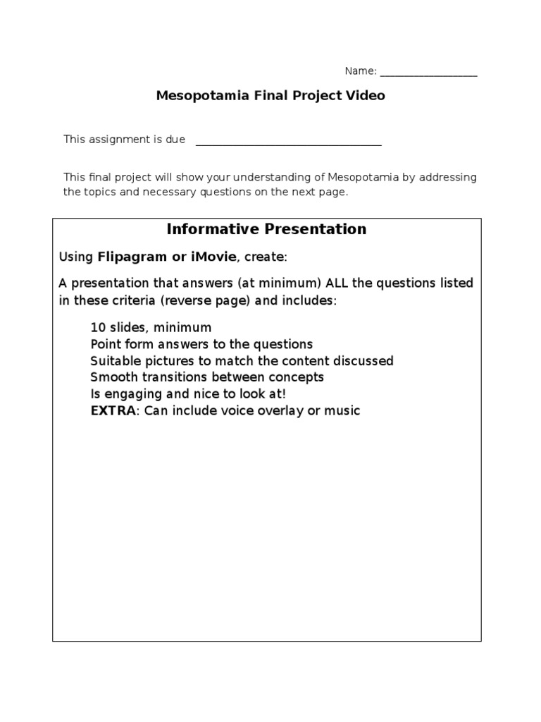 Final Project Criteria | PDF
