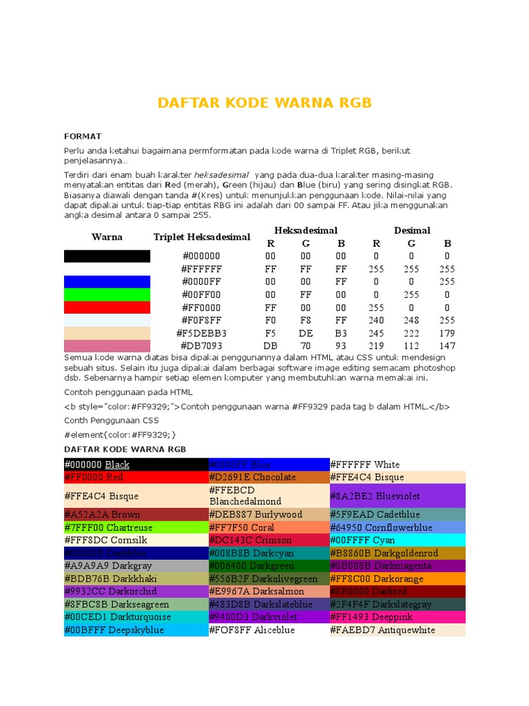 kode warna RGB   kode warna RGB