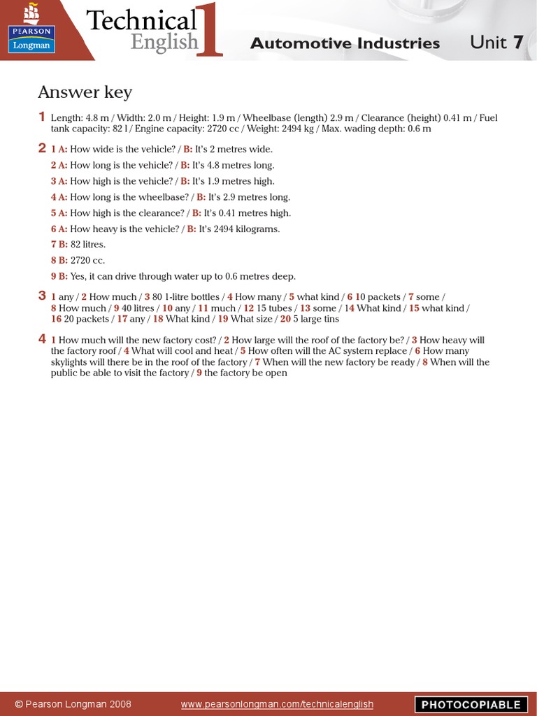 Technical English 1-Unit-07-Answer Keys | PDF