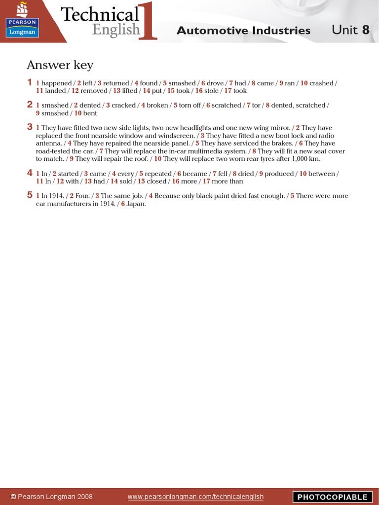 Technical English 1-Unit-08-Answer Keys | PDF | Home & Garden