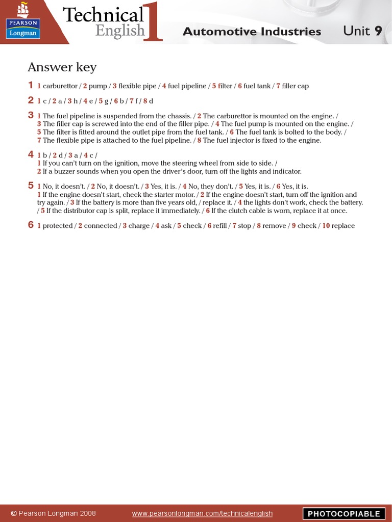 Technical English 1-Unit-09-Answer Keys | PDF