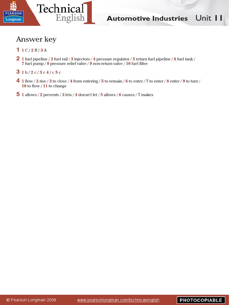 Technical English 1-Unit-11-Answer Keys | PDF