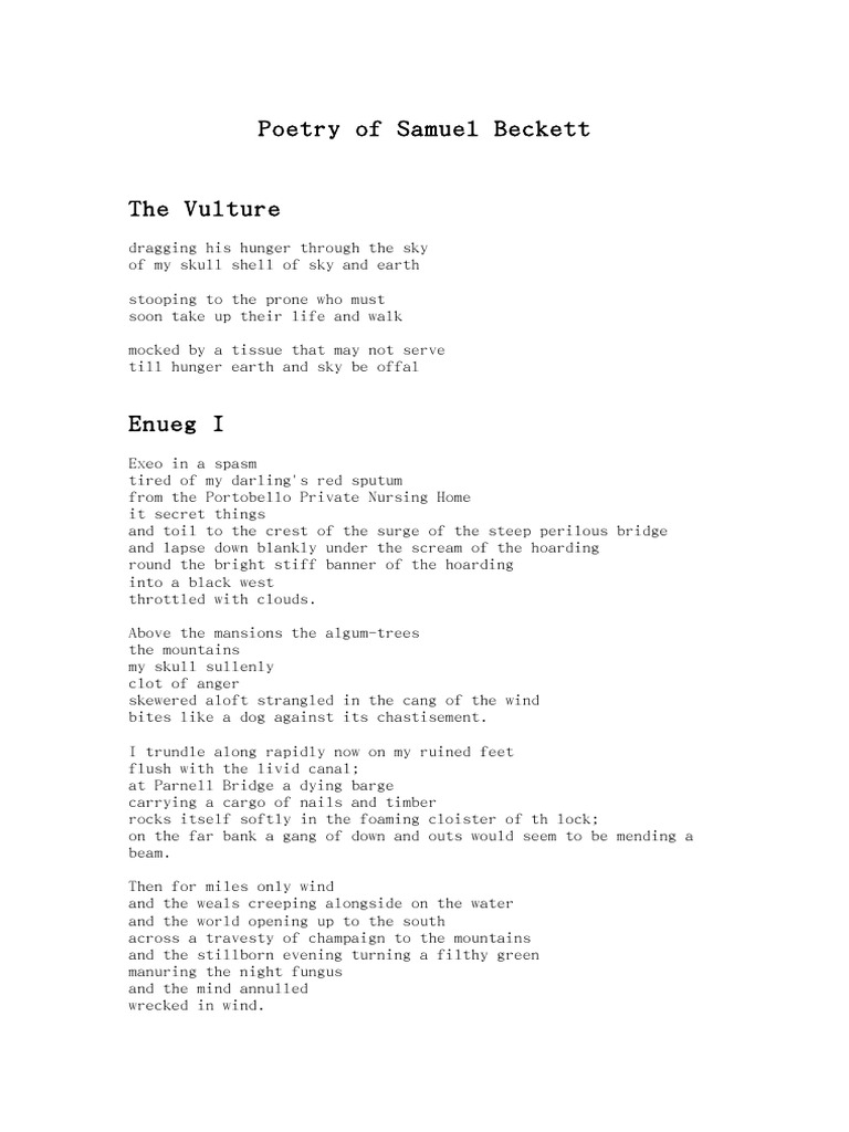 Poetry of Samuel Beckett PDF Nature