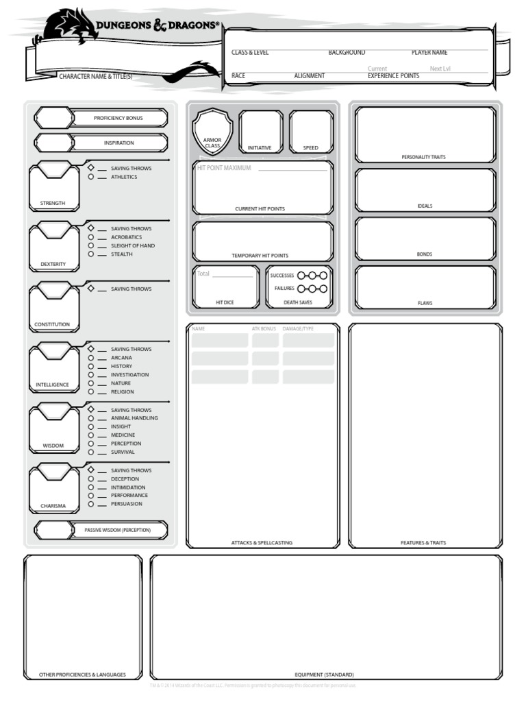 character sheet custom dd 5th ed dungeons dragons