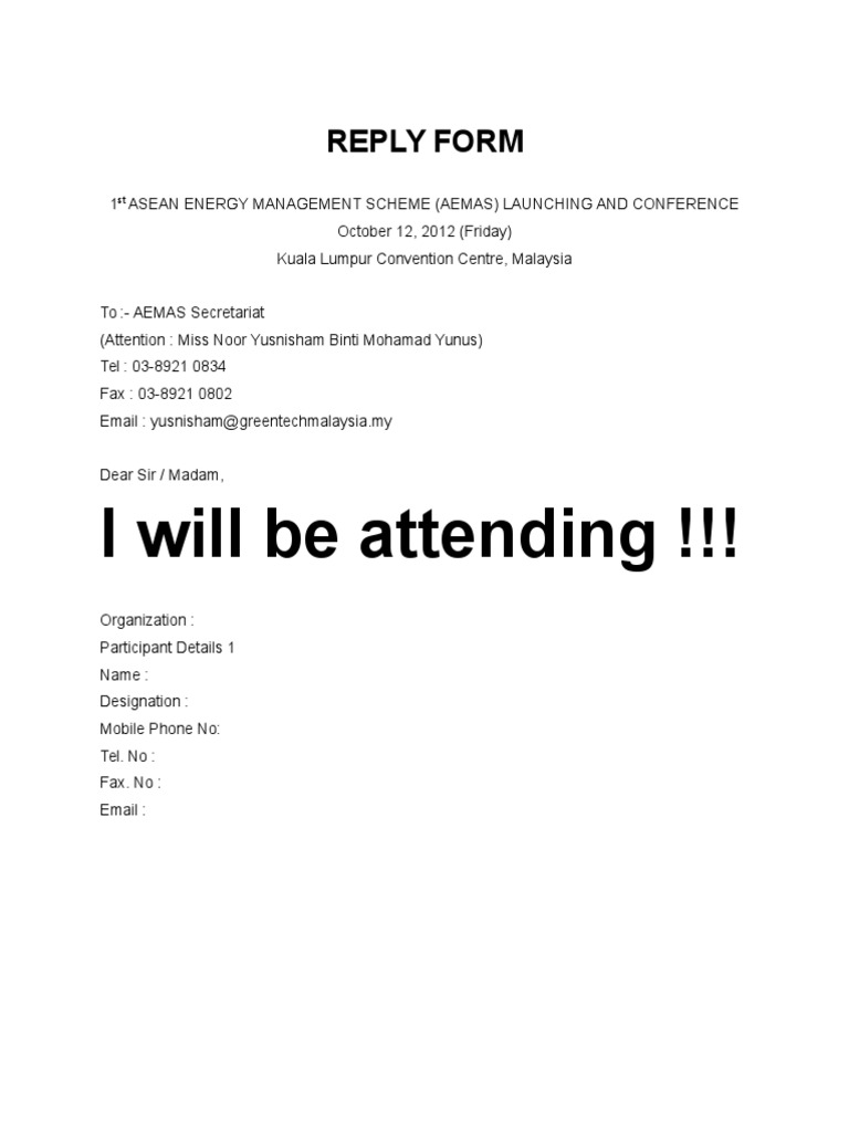 AEMAS Reply Form | PDF | Telecommunications