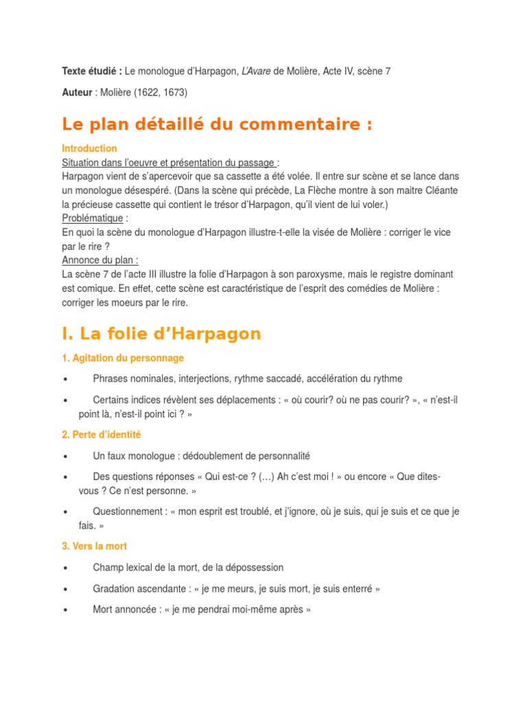 Lavare Acte 3 Scene 1 Analyse L'avare-Scene Du Vol | PDF | Comédie | Molière