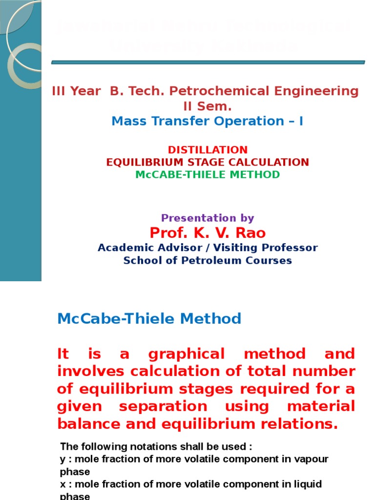 McCabe-Thiele Method for Distillation | PDF | Distillation | Unit ...