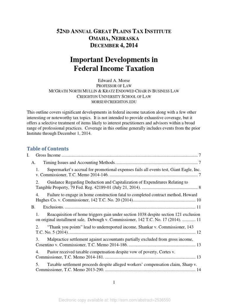 Ssrn Id2536550 Tax Deduction Income Tax In The United States