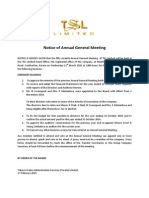 TSL - Notice of Annual General Meeting