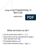Beginning Programming in MATLAB